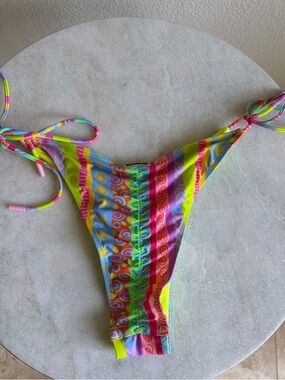 Blackbough Neon Yellow Pink Blue Patterned Tie-Side Bikini Bottom